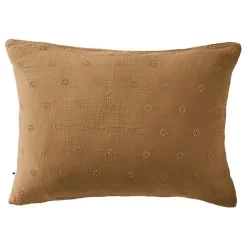 Taie d'oreiller Brodée Déco "Gaïa Boho" 60 x 60 cm & 50 x 70 cm "Gaze de Coton" - Gaïa Boho Camel - 50 x 70 cm