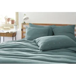 Taie d'oreiller Brodée Déco "Gaïa Boho" 60 x 60 cm & 50 x 70 cm "Gaze de Coton" - Gaïa Boho Canard - 50 x 70 cm