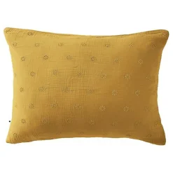 Taie d'oreiller Brodée Déco "Gaïa Boho" 60 x 60 cm & 50 x 70 cm "Gaze de Coton" - Gaïa Boho Safran - 50 x 70 cm