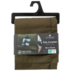 Taie d'oreiller Carina coton 50x70cm vert kaki - Atmosphera