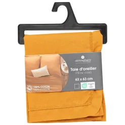 Taie d'oreiller Carina coton 63x63cm jaune cumin - Atmosphera