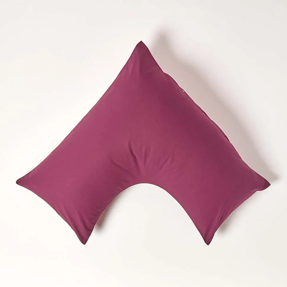 Taie d'oreiller cervical bordeaux 100% coton égyptien 200 fils - HOMESCAPES
