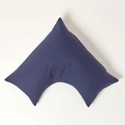 Taie d'oreiller cervical bleu marine 100% coton égyptien 200 fils - HOMESCAPES