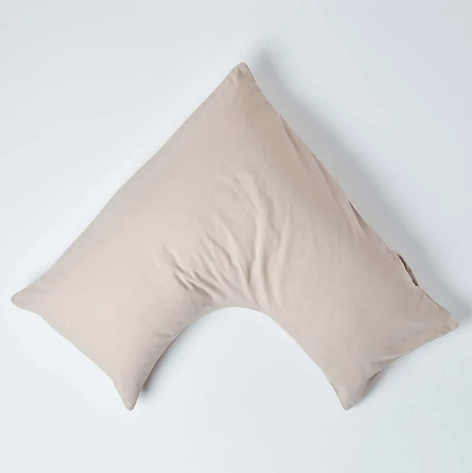 Taie d'oreiller cervical écru en lin lavé - HOMESCAPES