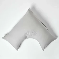 Taie d'oreiller cervical gris acier 100% coton égyptien 200 fils - HOMESCAPES