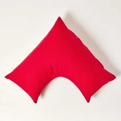 Taie d'oreiller cervical rouge 100% coton égyptien 200 fils - HOMESCAPES