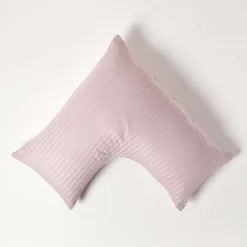 Taie d'oreiller cervical violet satin rayé en coton égyptien 330 fils - HOMESCAPES