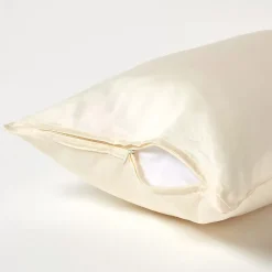 Taie d'oreiller écru en coton égyptien bio 400 fils, 40x80 cm - HOMESCAPES