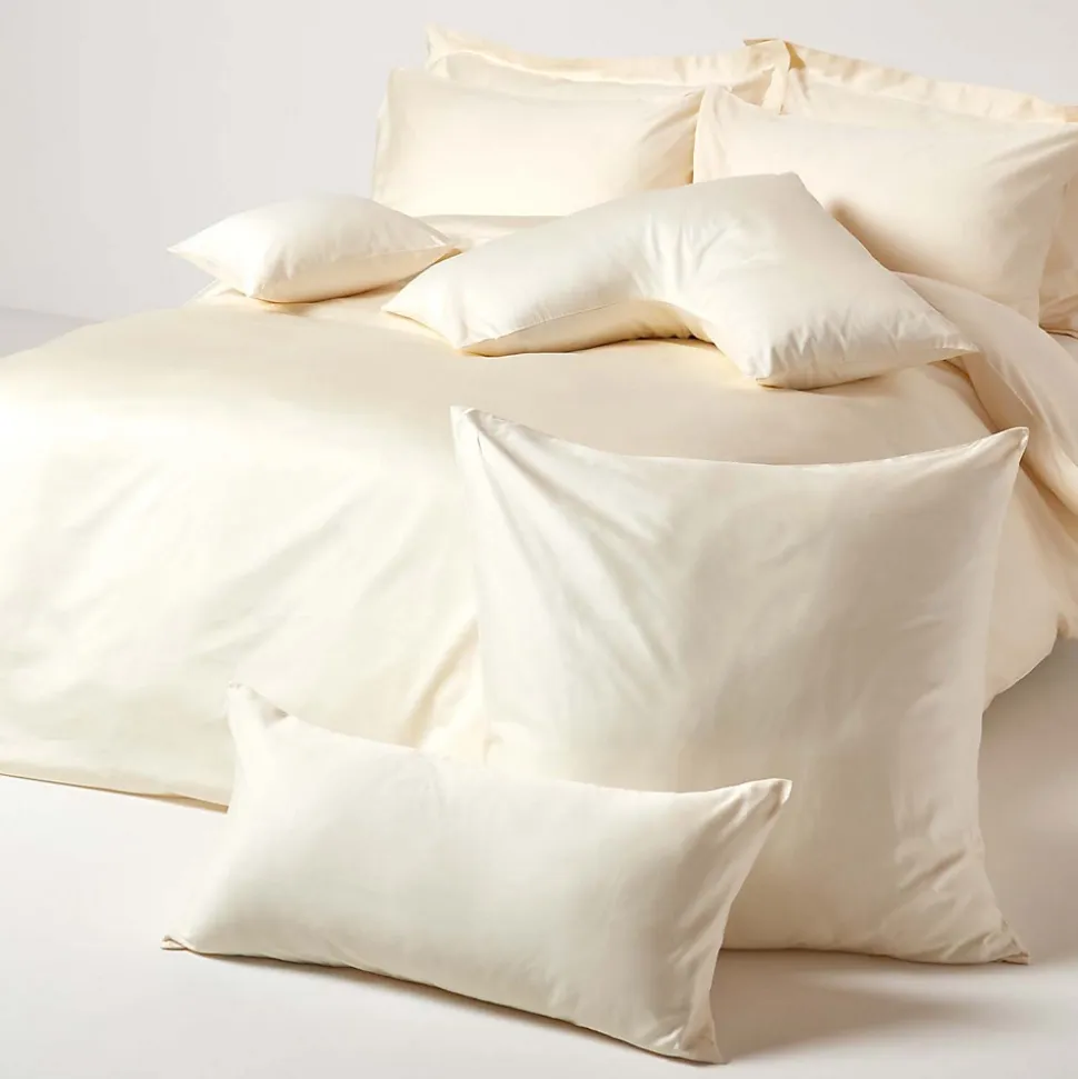 Taie d'oreiller écru en coton égyptien bio 400 fils, 50x75 cm - HOMESCAPES