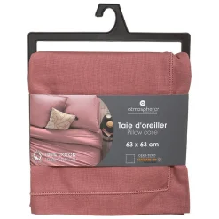 Taie d'oreiller en coton - rose blush 63x63 cm - Atmosphera