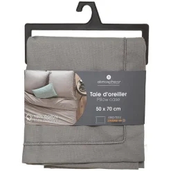 Taie d'oreiller en coton - gris 50x70 cm - Atmosphera