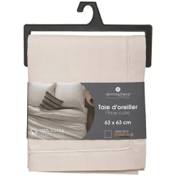 Taie d'oreiller en coton - lin 63x63 cm - Atmosphera