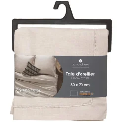 Taie d'oreiller en coton - lin 50x70 cm - Atmosphera