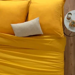 Taie d'oreiller en coton - jaune moutarde 63x63 cm - Atmosphera