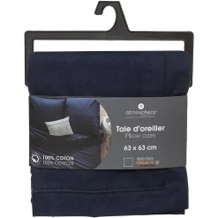 Taie d'oreiller en coton - bleu encre 63x63 cm - Atmosphera