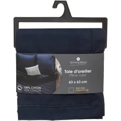 Taie d'oreiller en coton - bleu encre 63x63 cm - Atmosphera