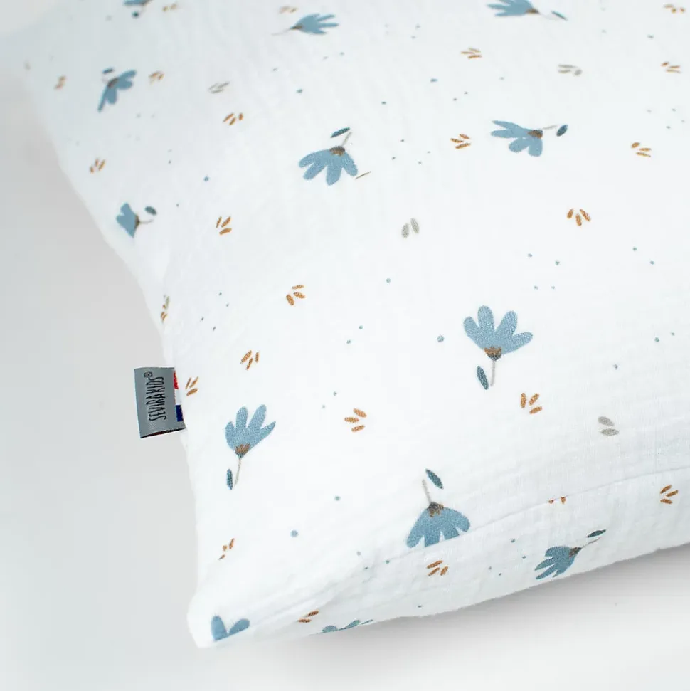 Taie d'oreiller en gaze de coton Bleuet