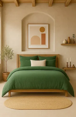 Taie d'39oreiller en gaze de coton lave 50 x 70 cm Douce vert