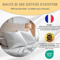 Taie d'oreiller en pure soie de mûrier 50x70 - INPHYSIO