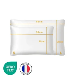 Taie d'oreiller en satin pour oreiller extra plat l - 58x38x7 - INPHYSIO