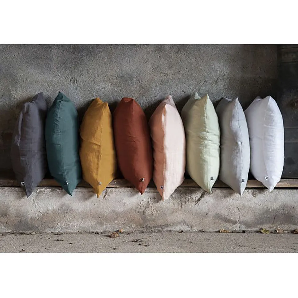 Taie d'oreiller "Gaïa" 60 x 60 cm & 50 x 70 cm "Gaze de Coton" - Gaïa Vert d'Eau - 60 x 60 cm