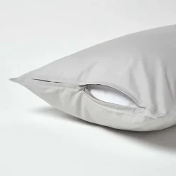 Taie d'oreiller gris acier 100% coton égyptien 200 fils, 40x80 cm - HOMESCAPES