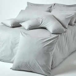 Taie d'oreiller gris acier 100% coton égyptien 200 fils, 50x75 cm - HOMESCAPES