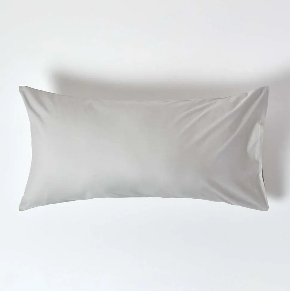 Taie d'oreiller gris acier 100% coton égyptien 200 fils, 50x90 cm - HOMESCAPES
