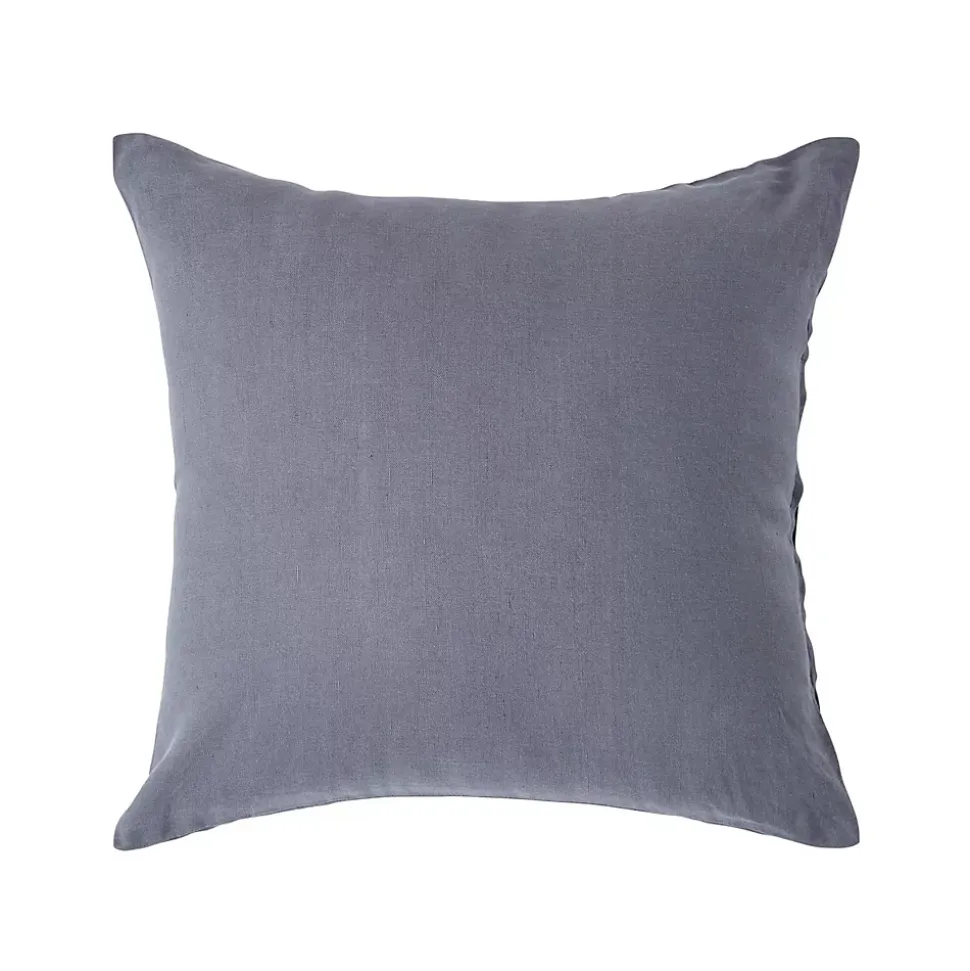 Taie d'oreiller gris foncé en lin lavé, 40x40 cm - HOMESCAPES