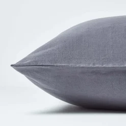 Taie d'oreiller gris foncé en lin lavé, 40x40 cm - HOMESCAPES
