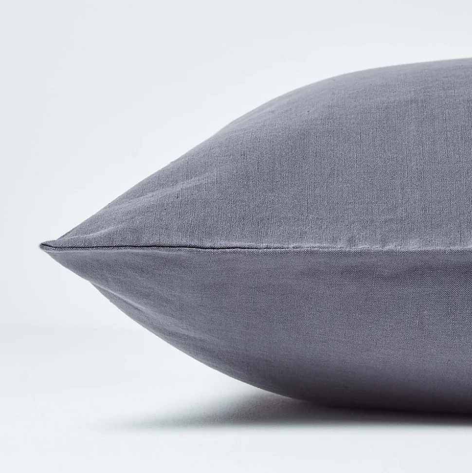 Taie d'oreiller gris foncé en lin lavé, 40x40 cm - HOMESCAPES
