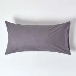 Taie d'oreiller gris foncé 100% coton égyptien 200 fils, 50x90 cm - HOMESCAPES