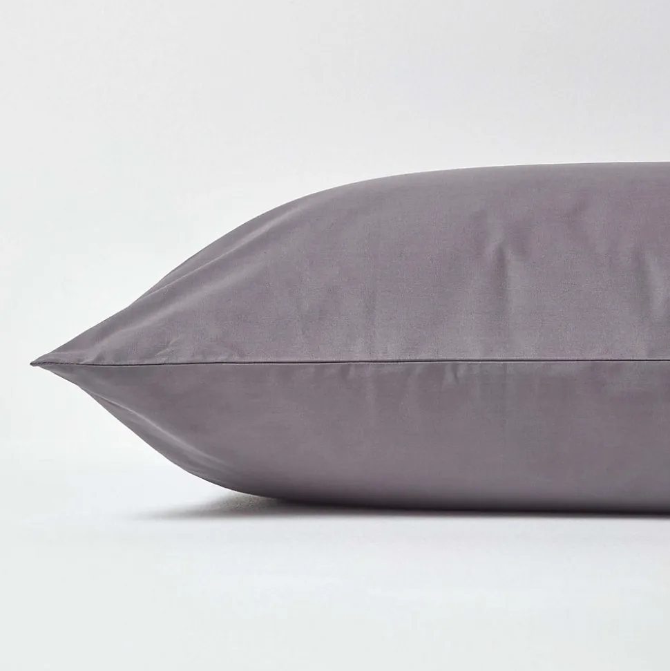 Taie d'oreiller gris foncé 100% coton égyptien 200 fils, 40x80 cm - HOMESCAPES