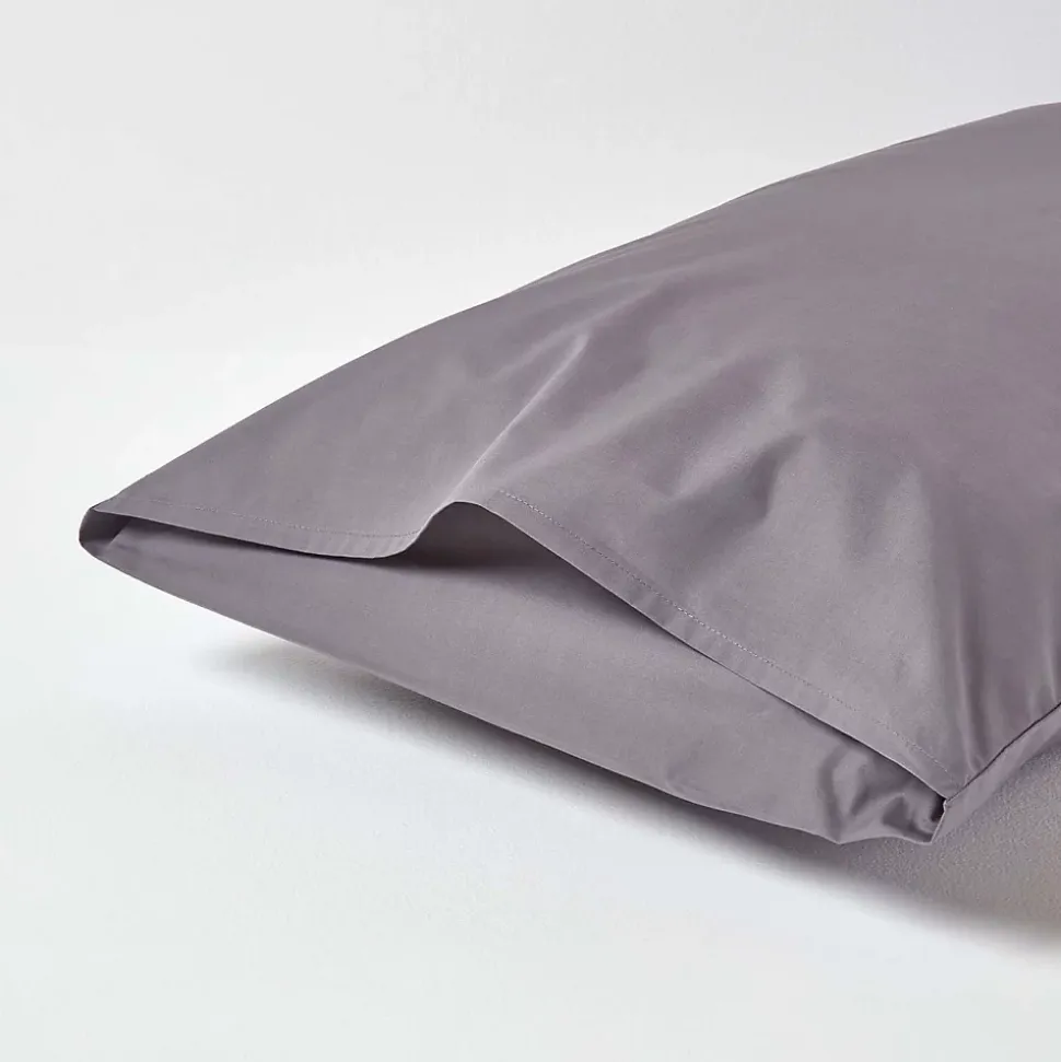 Taie d'oreiller gris foncé 100% coton égyptien 200 fils, 50x75 cm - HOMESCAPES