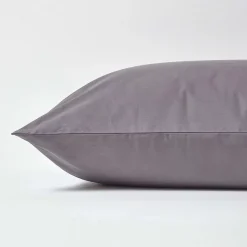 Taie d'oreiller gris foncé 100% coton égyptien 200 fils, 50x75 cm - HOMESCAPES