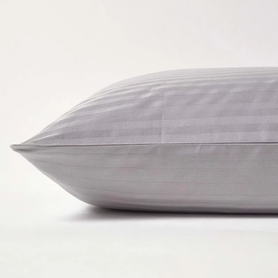 Taie d'oreiller gris satin rayé en coton égyptien 330 fils, 50x75 cm - HOMESCAPES