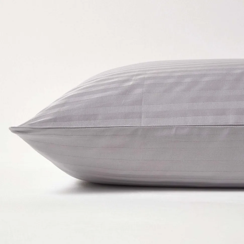 Taie d'oreiller gris satin rayé en coton égyptien 330 fils, 40x40 cm - HOMESCAPES