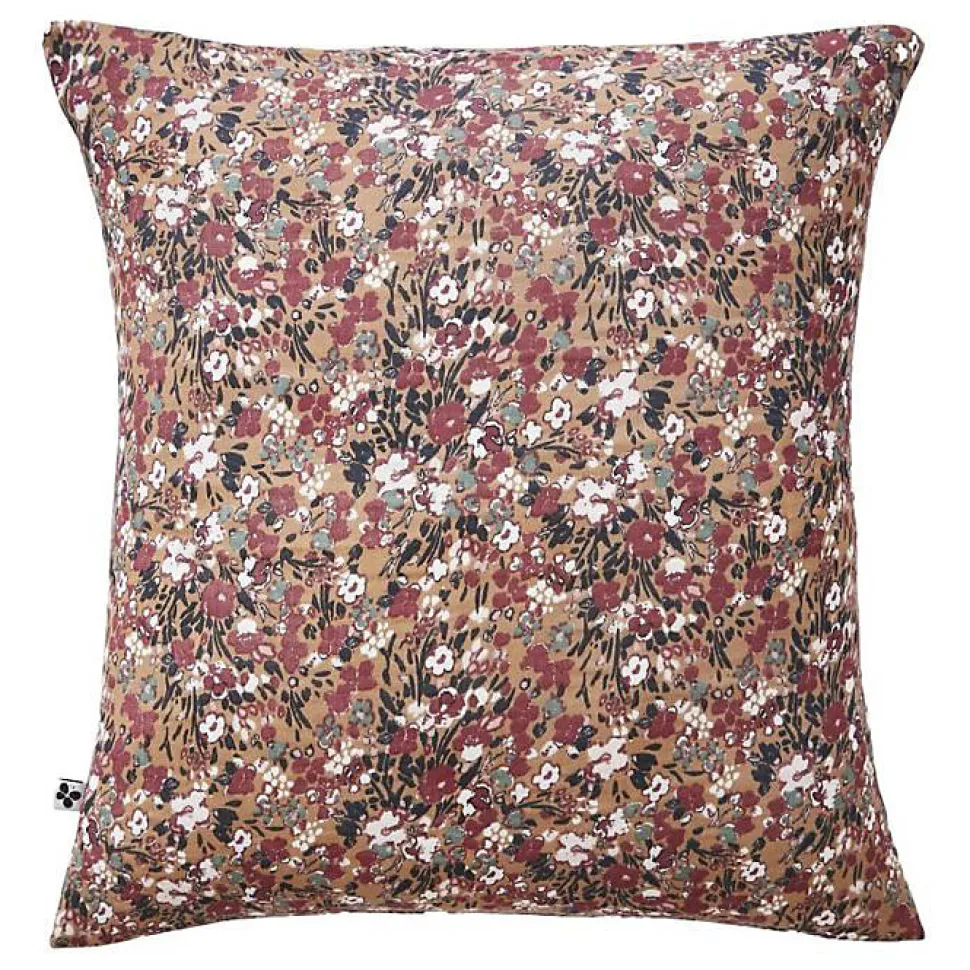 Taie d'oreiller imprimée "Capucine" 60 x 60 cm & 50 x 70 cm "Gaze de Coton" - Capucine Camel - 60 x 60 cm