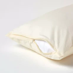 Taie d'oreiller ivoire 100% coton égyptien 200 fils, 40x80 cm - HOMESCAPES