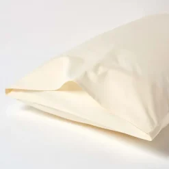 Taie d'oreiller ivoire 100% coton égyptien 200 fils, 50x75 cm - HOMESCAPES