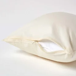 Taie d'oreiller ivoire 100% coton égyptien 200 fils, 40x40 cm - HOMESCAPES