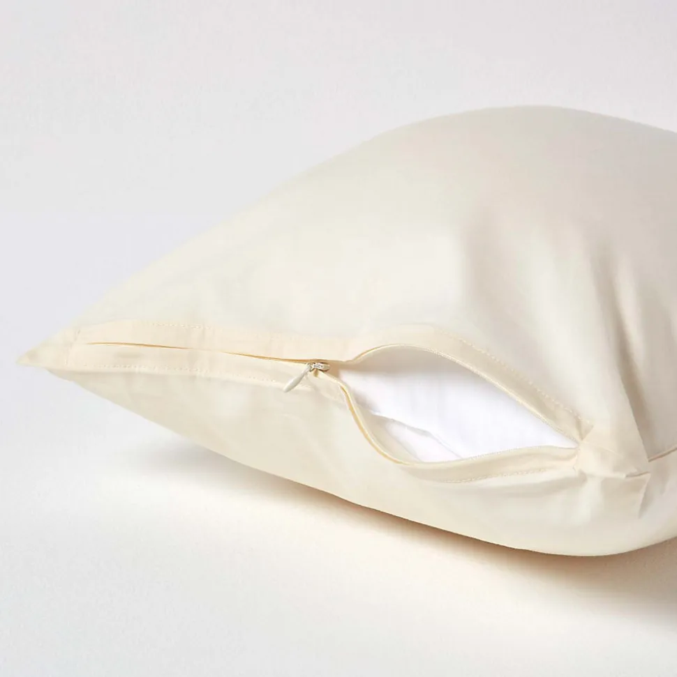 Taie d'oreiller ivoire 100% coton égyptien 200 fils, 40x40 cm - HOMESCAPES