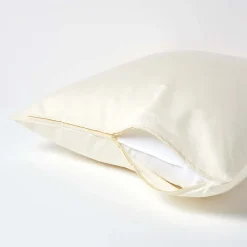 Taie d'oreiller ivoire en satin de coton égyptien 1000 fils, 80x80 cm - HOMESCAPES