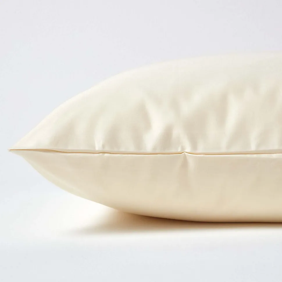 Taie d'oreiller ivoire en satin de coton égyptien 1000 fils, 50x75 cm - HOMESCAPES