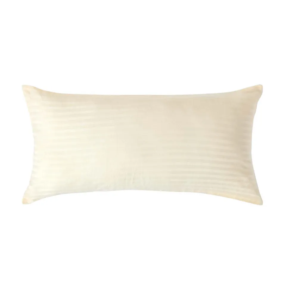 Taie d'oreiller jaune pastel satin rayé en coton égyptien 330 fils, 40x80 cm - HOMESCAPES