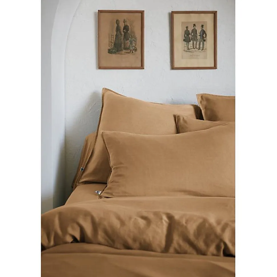 Taie d'oreiller "Lysandre" toutes dimensions "Lyocel" L'effet Papillon - Lysandre Camel - Taie d'oreiller 63 x 63 cm