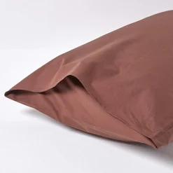 Taie d'oreiller marron chocolat 100% coton égyptien 200 fils, 50x75 cm - HOMESCAPES