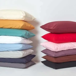 Taie d'oreiller marron chocolat 100% coton égyptien 200 fils, 50x75 cm - HOMESCAPES