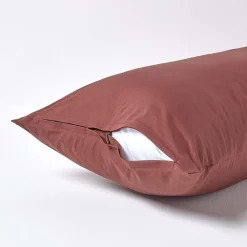 Taie d'oreiller marron chocolat 100% coton égyptien 200 fils, 40x80 cm - HOMESCAPES