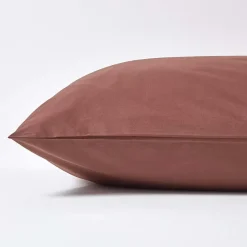 Taie d'oreiller marron chocolat 100% coton égyptien 200 fils, 40x80 cm - HOMESCAPES